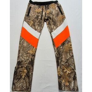 Elbow grease athletic women's camo jogger pants orange/white strip  XL zip legs